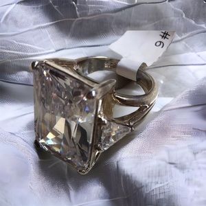 Clear CZ Luxury Oversized Ring Sz 7